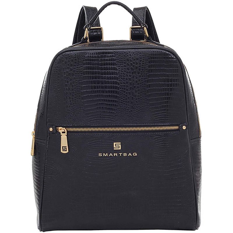 MOCHILA-COURO-SMARTBAG-LAGARTO-PRETO-73176.18.01