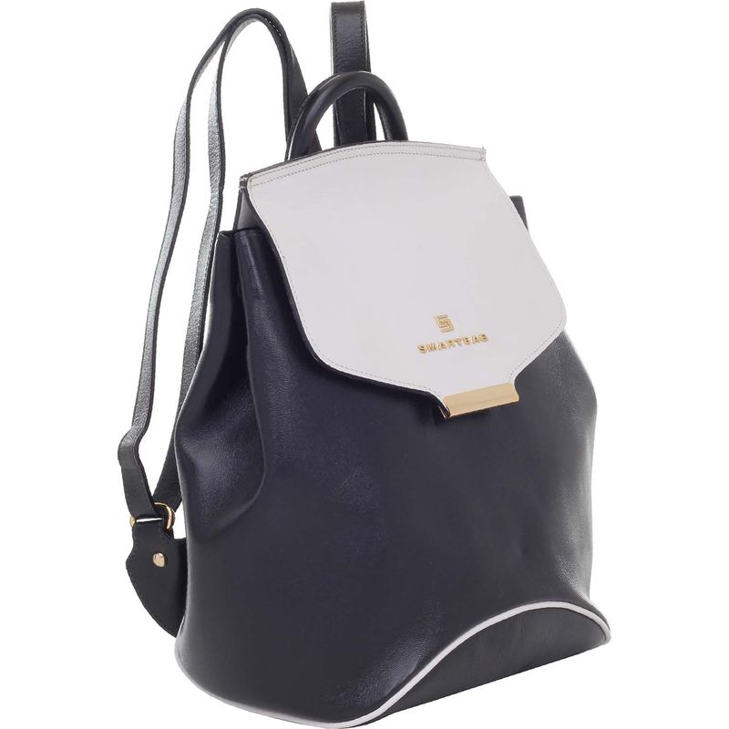 MOCHILA-COURO-SMARTBAG-BICOLOR-PRETO-BRANCO-70617.18.02