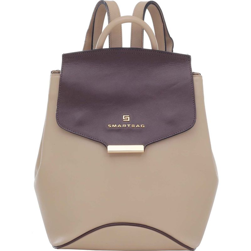 MOCHILA-COURO-SMARTBAG-BICOLOR-CAFE-AREIA-70617.18.01