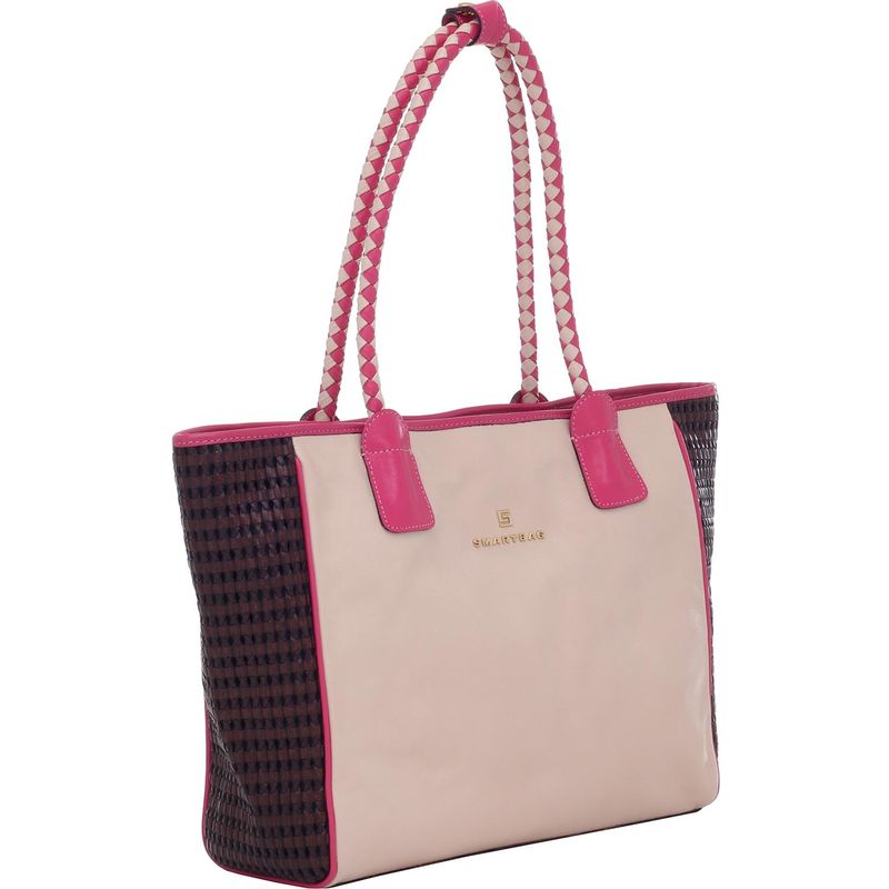BOLSA-SMARTBAG-TRICOLOR-COURO-AREIA-PINK-TRESSE-VAZADO-CHOCOLATE-70657.18.02