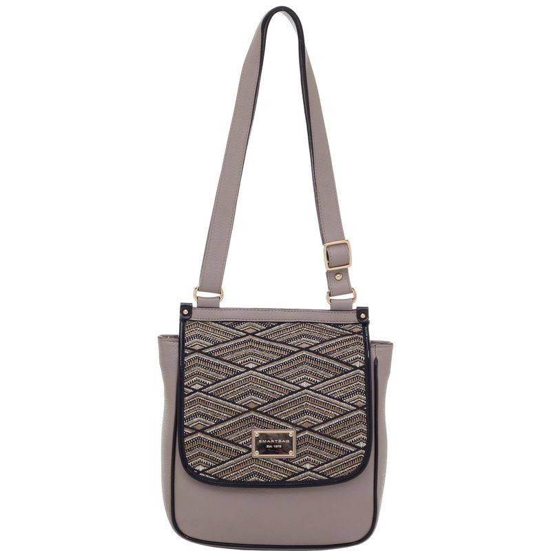 BOLSA-SMARTBAG-TRICOLOR-JACQUARD-ETNICO-COURO-TAUPE-VERNIZ-PRETO-70693.18.01